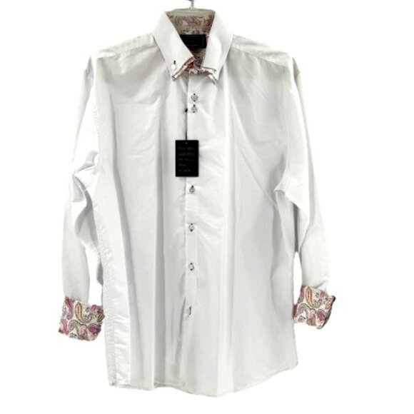 Alexito Other - Alexito USA Original Paisley Men's Shirt XXL White Flip Cuffs Dress Shirt NEW